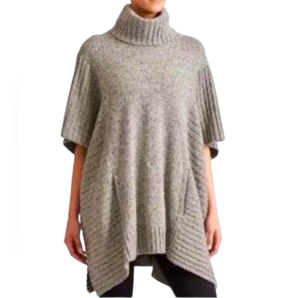 Athleta Gray Donegal Passage Poncho Women's Sweater S/M